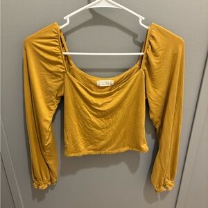 Altar'd State Mustard Long Sleeve Crop Top